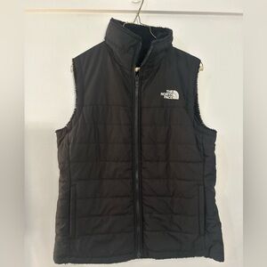 Womens The North Face Mossbud Reversible Puffer/ Sherpa Full Zip Vest Black L